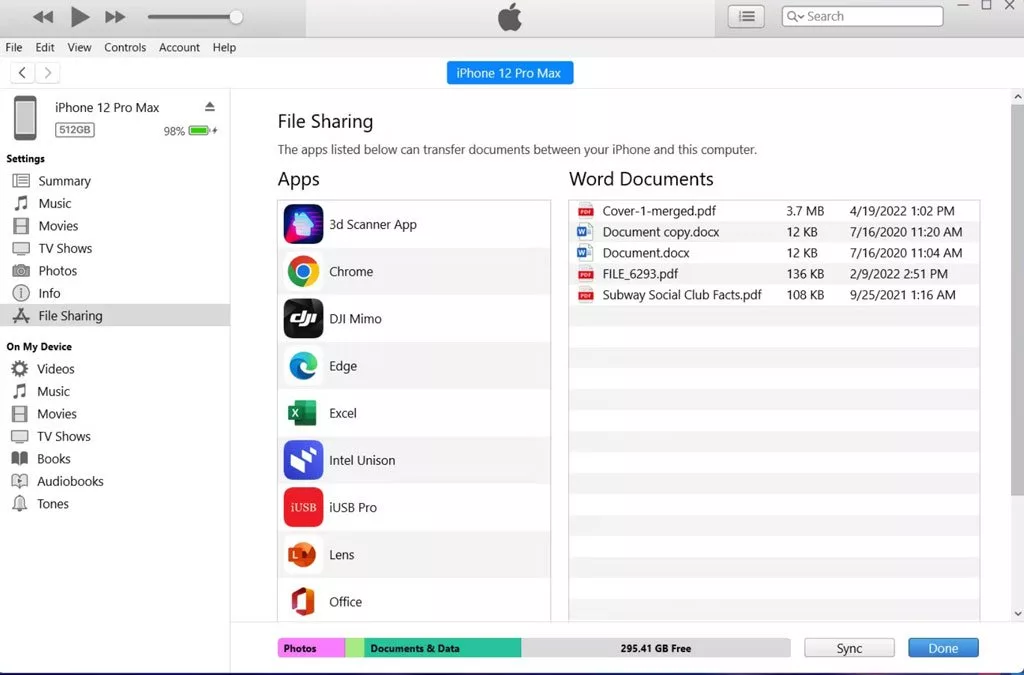 انتقال فایل از آیفون به کامپیوتر نرم افزار iTunes