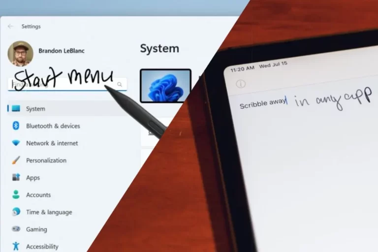 پشتیبانی ویندوز ۱۱ از ورودی متن با قلم و دست‌خط